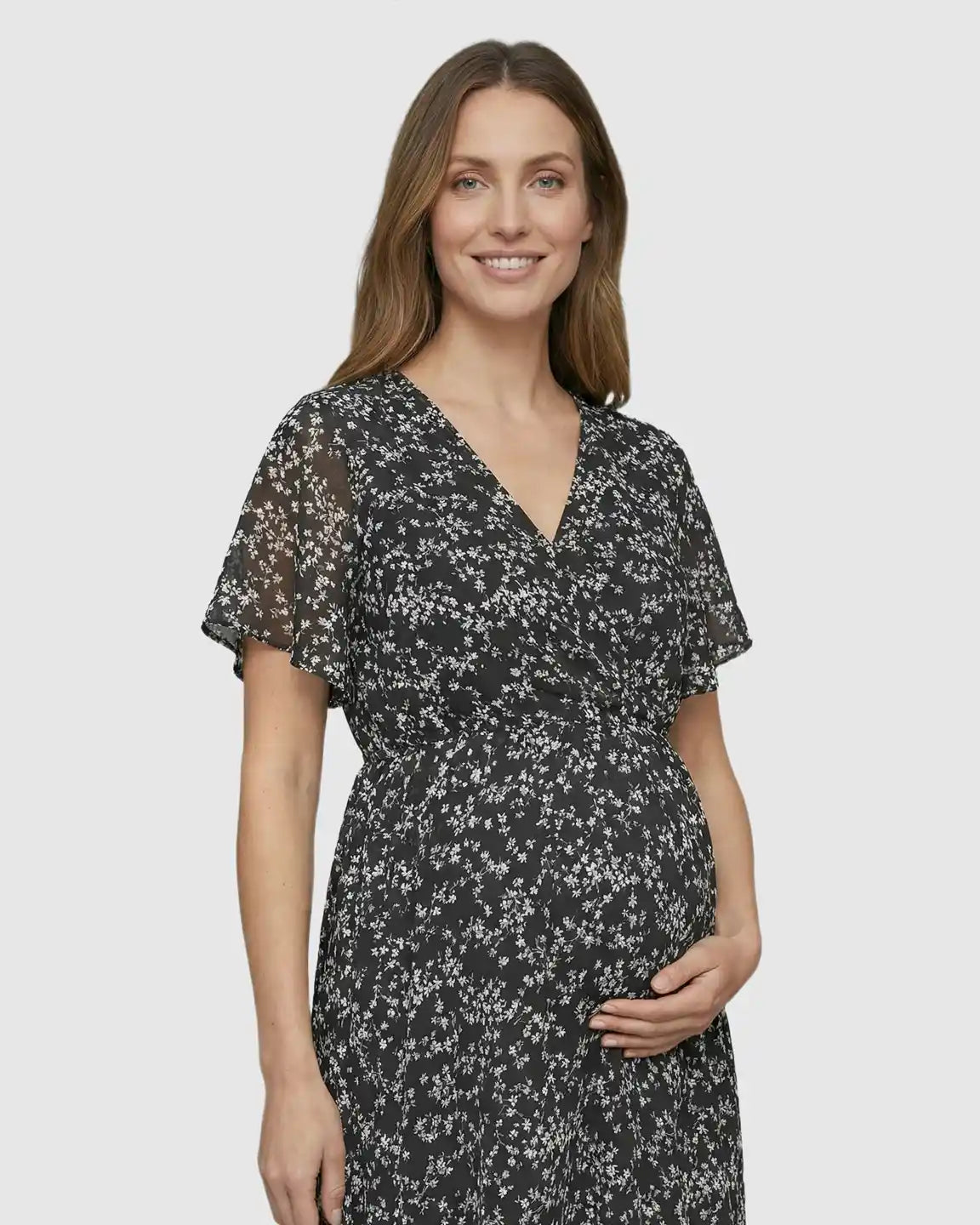 Bump Society – The Comfort Collection: Cinched Waist Boho Maternity Maxi Dress