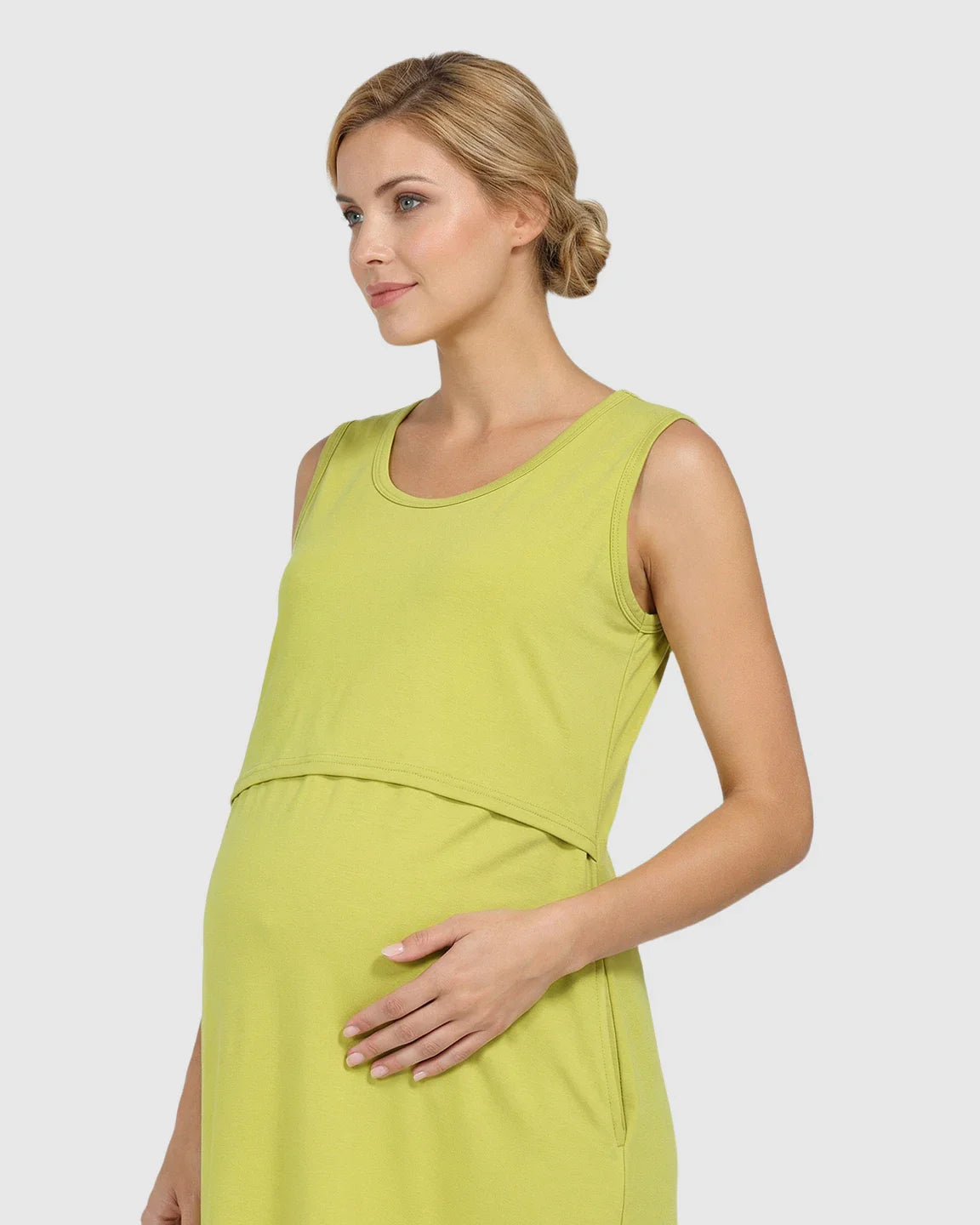 Bump Society – The Nursing Collection: Sleeveless High-Waisted Maternity & Nursing Dress