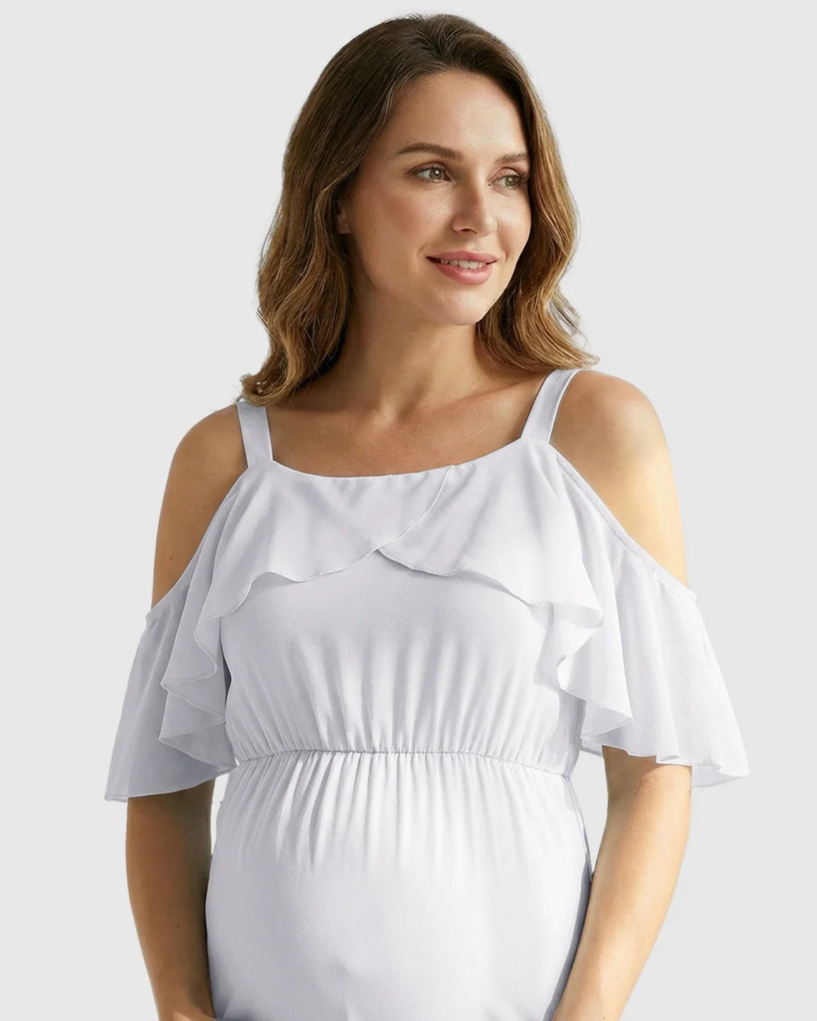 Bump Society – The Comfort Collection: Off-Shoulder Mermaid Trail Maternity Photoshoot Dress