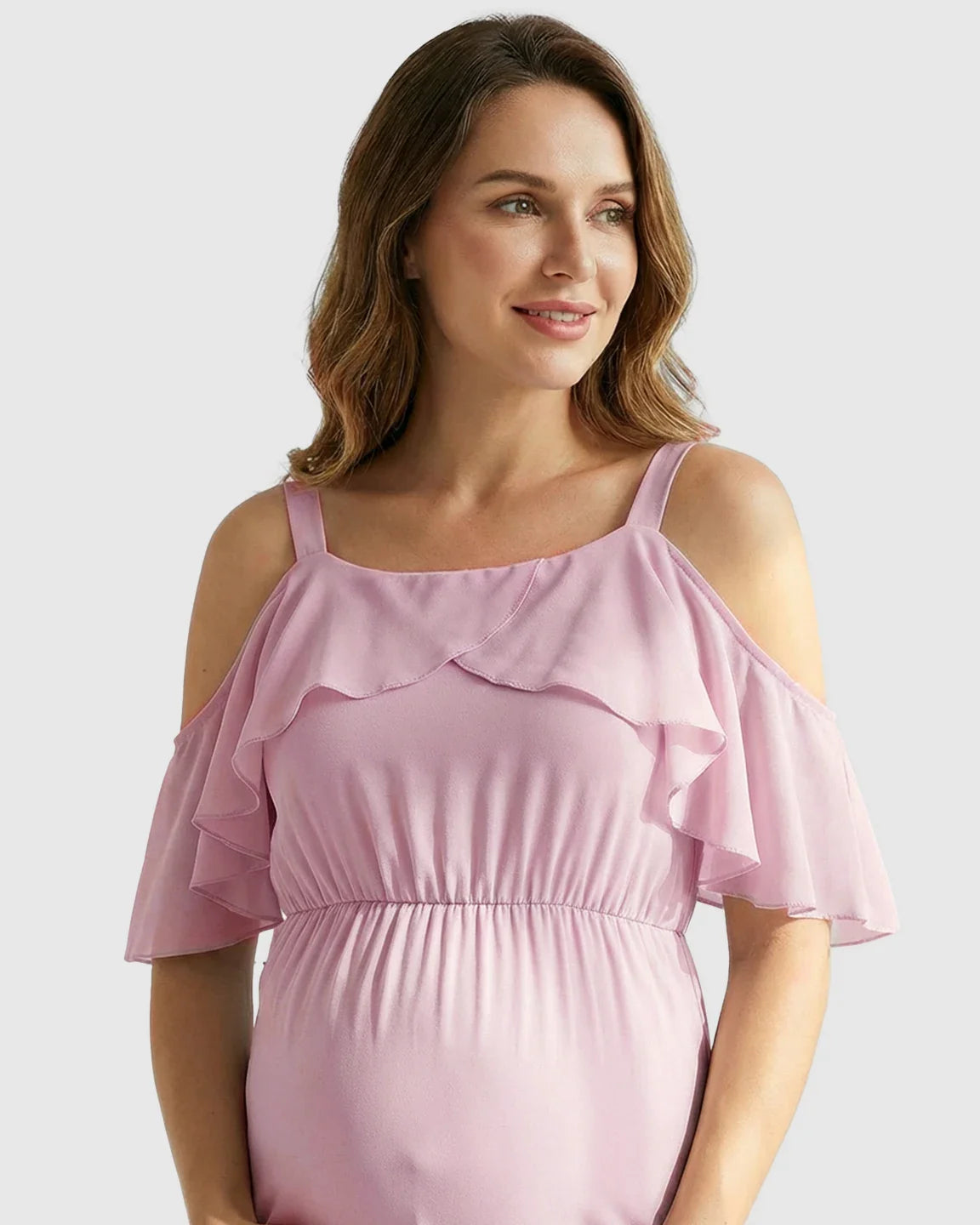 Bump Society – The Comfort Collection: Off-Shoulder Mermaid Trail Maternity Photoshoot Dress