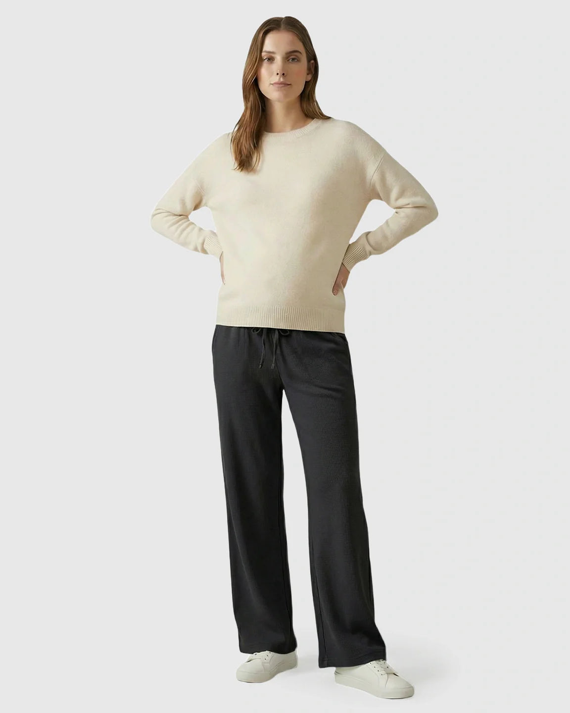 Bump Society – The Comfort Collection: Waffle Knit Wide-Leg Maternity Pants