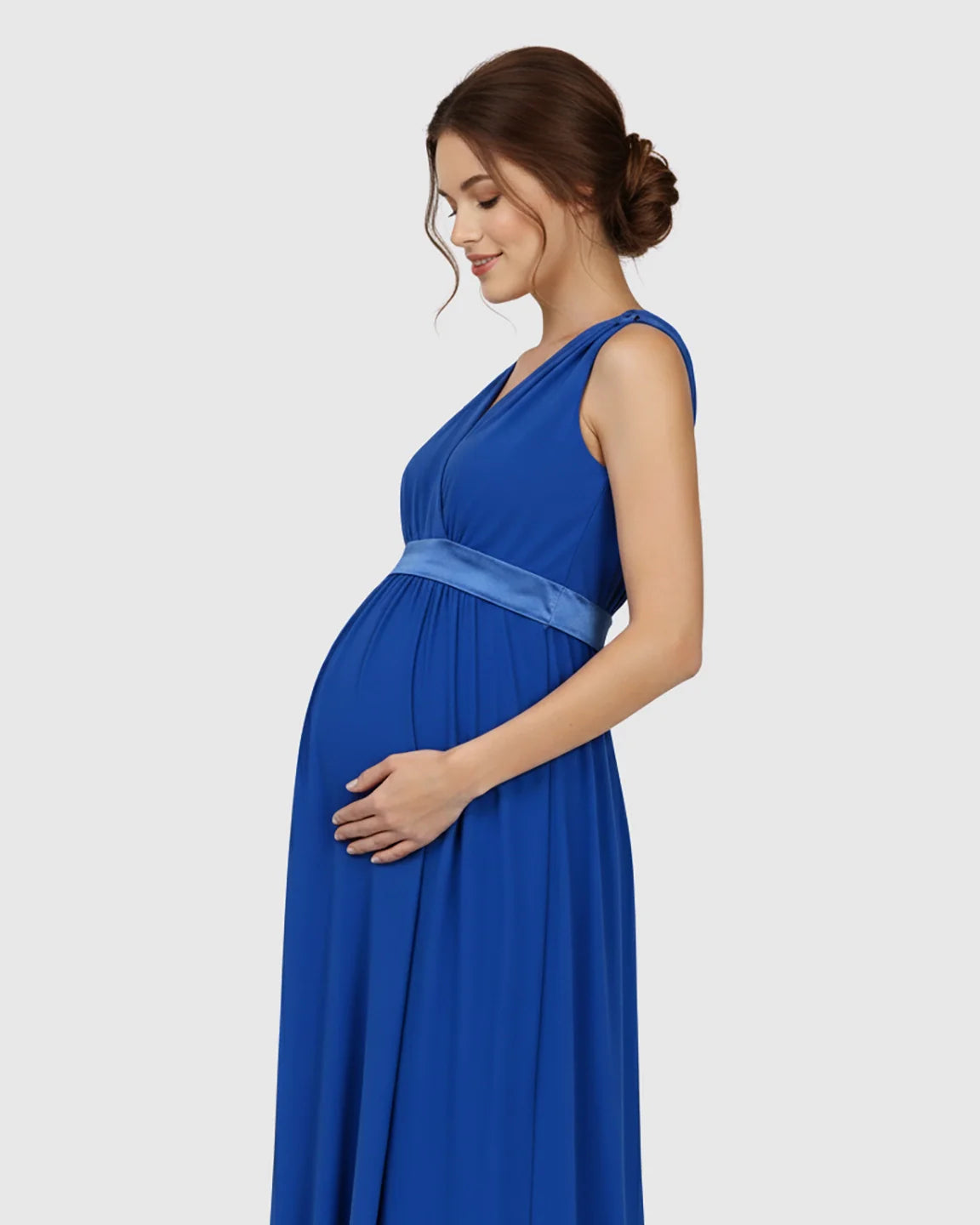 The Comfort Collection: Fitted-Waist V-Neck Maternity Dress