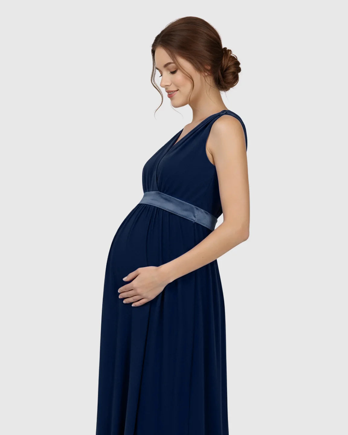 The Comfort Collection: Fitted-Waist V-Neck Maternity Dress