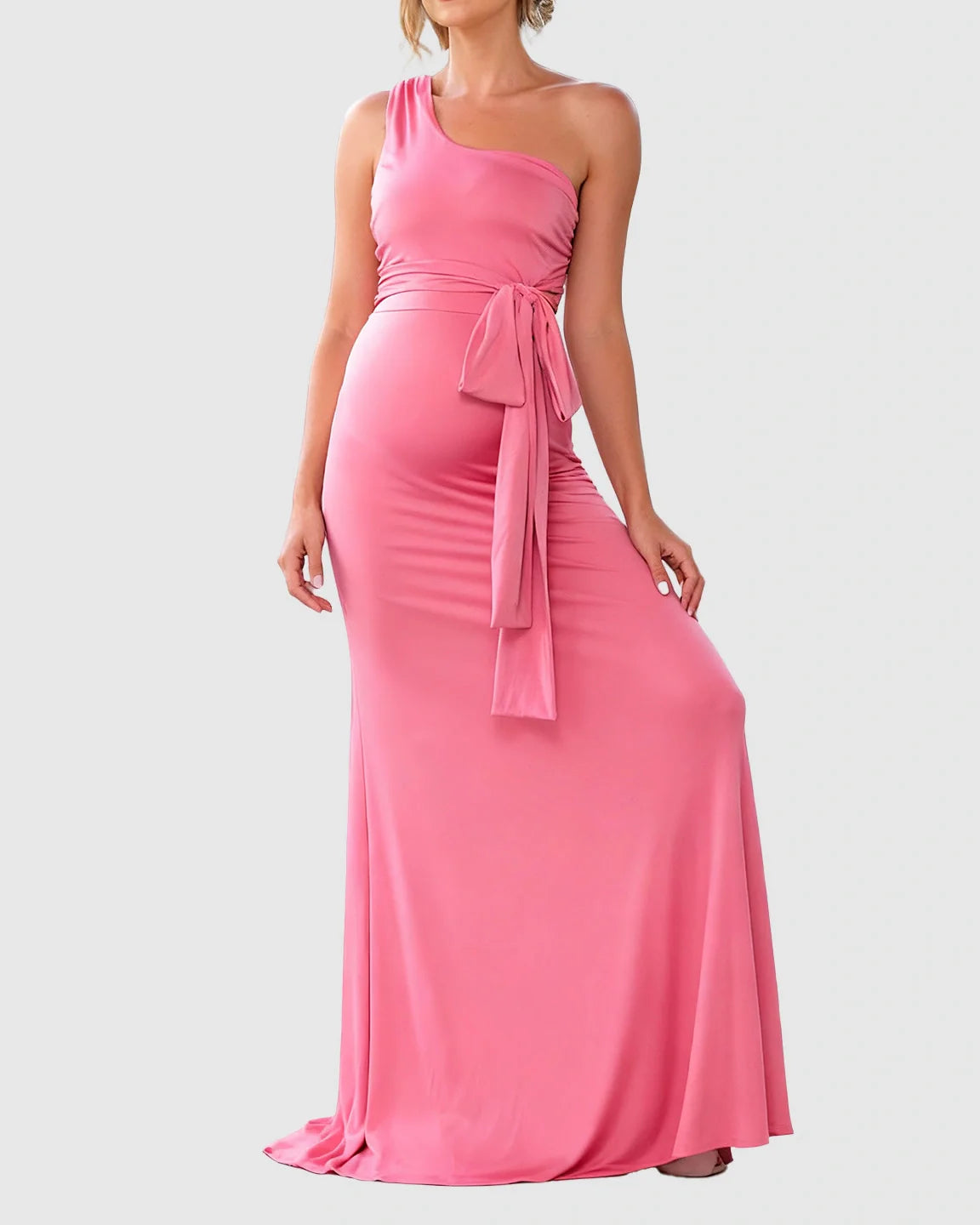 Bump Society – The Comfort Collection: Adjustable Tie Waist Fitted Bodice Maternity Maxi Dress