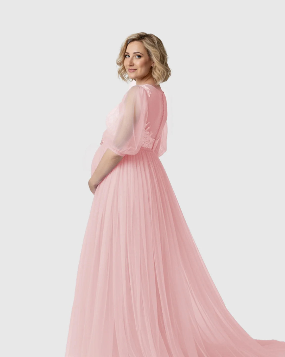 Bump Society – The Comfort Collection: Tulle Lace Swing Trail Maternity Photoshoot Dress