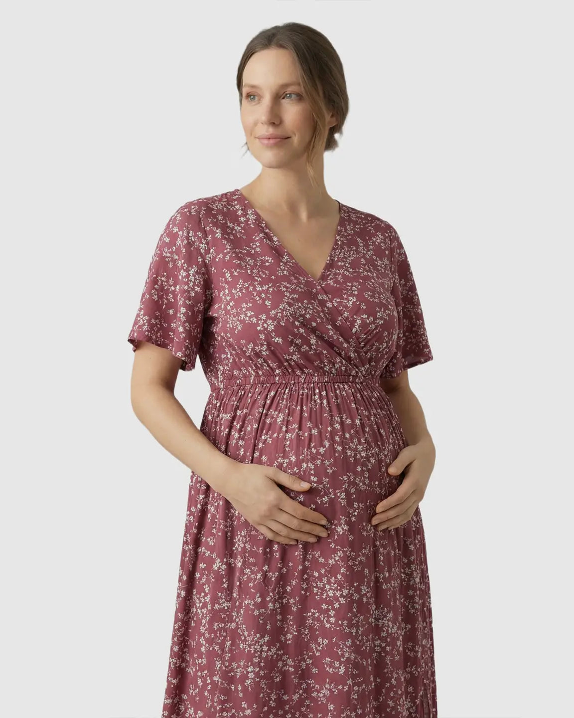 Bump Society – The Comfort Collection: Waist-Cinching Bohemian Maternity Maxi Dress