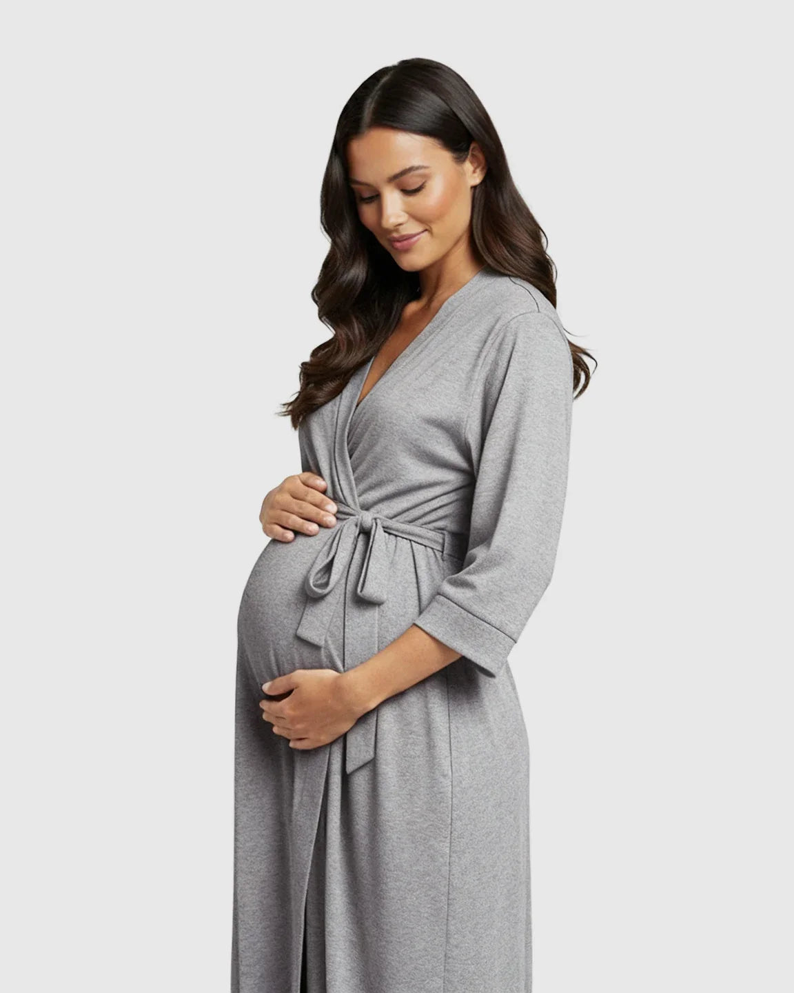 Bump Society – The Comfort Collection: Soft Knit Mid Length Sleeves Maternity Postpartum Robe