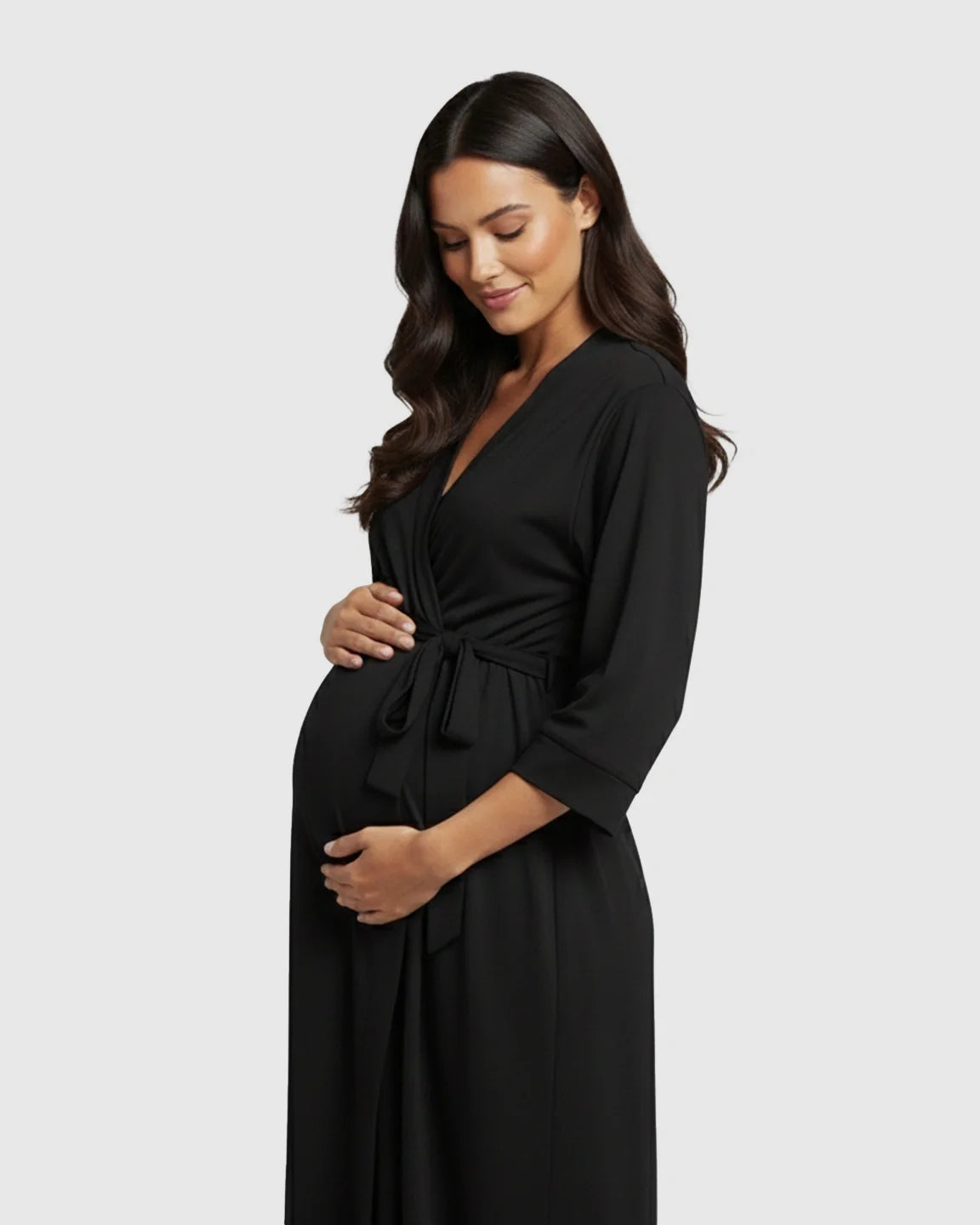 Bump Society – The Comfort Collection: Soft Knit Mid Length Sleeves Maternity Postpartum Robe