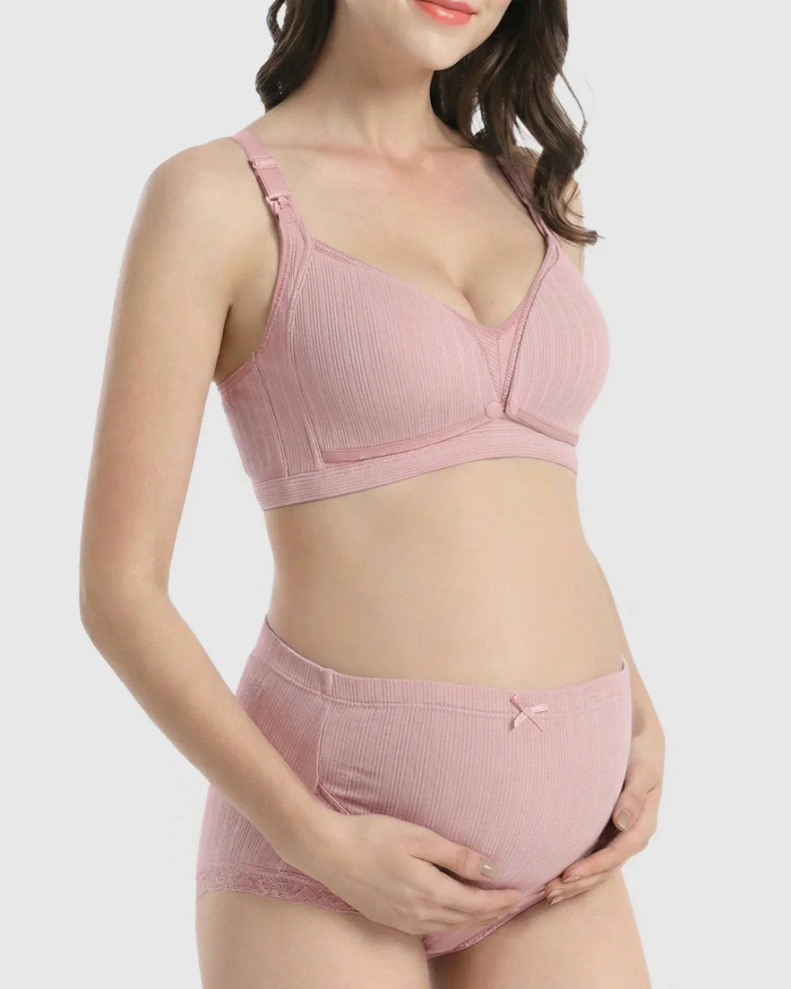 Bump Society – The Nursing Collection: Wire-Free Breathable High-Waist Maternity Nursing Bra & Panty Set
