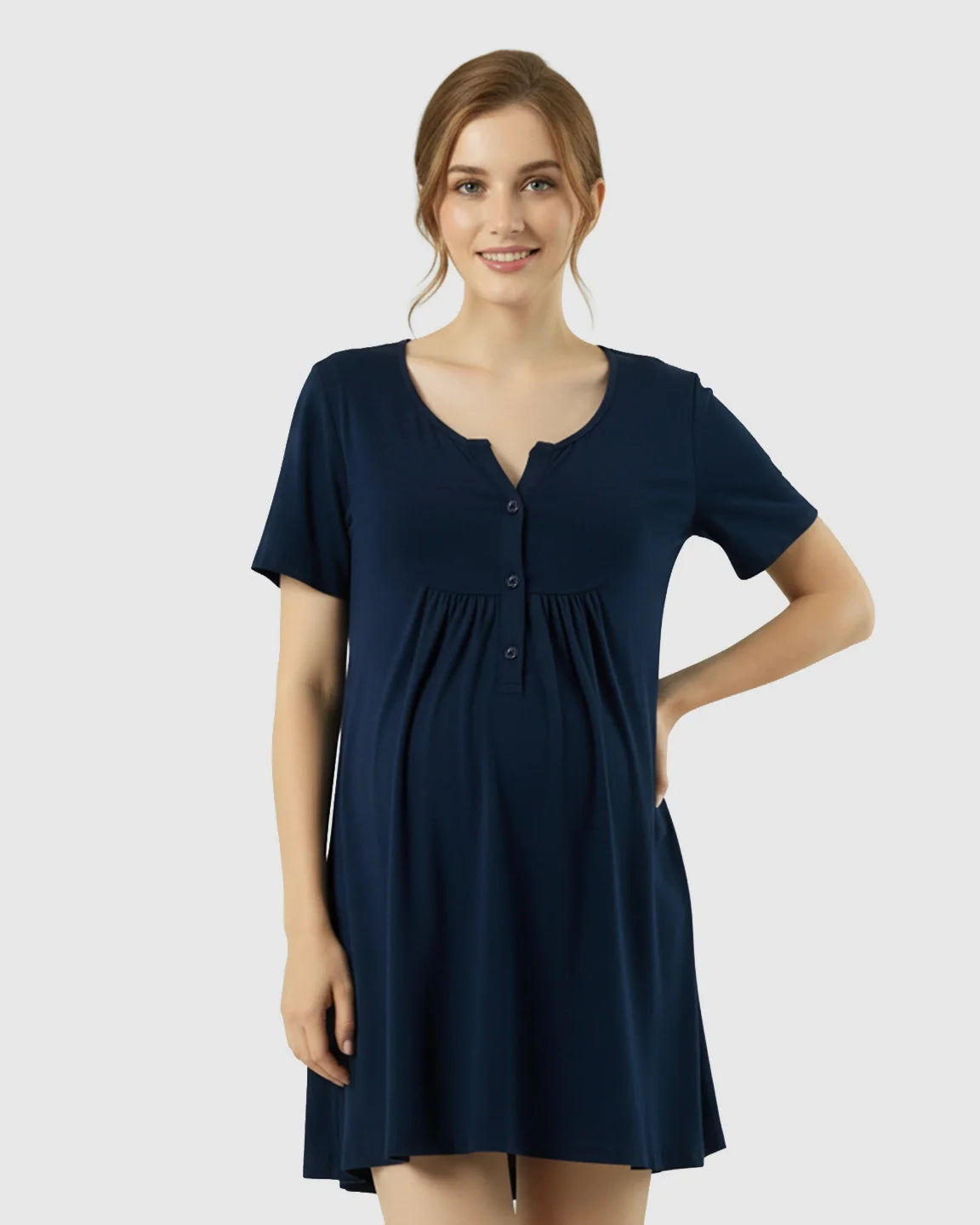 Bump Society – The Comfort Collection: Relaxed-Fit A-Line Maternity Mini Dress