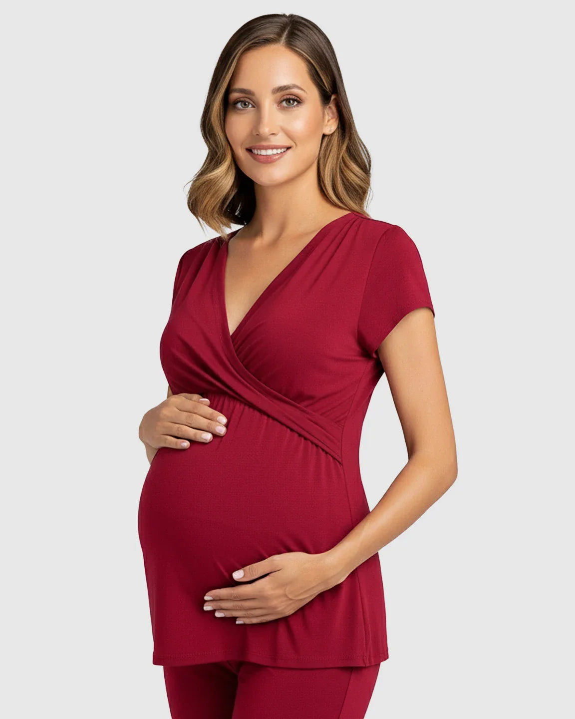 Bump Society – The Nursing Collection: Wrap V Neck Maternity Nursing Loungewear Set