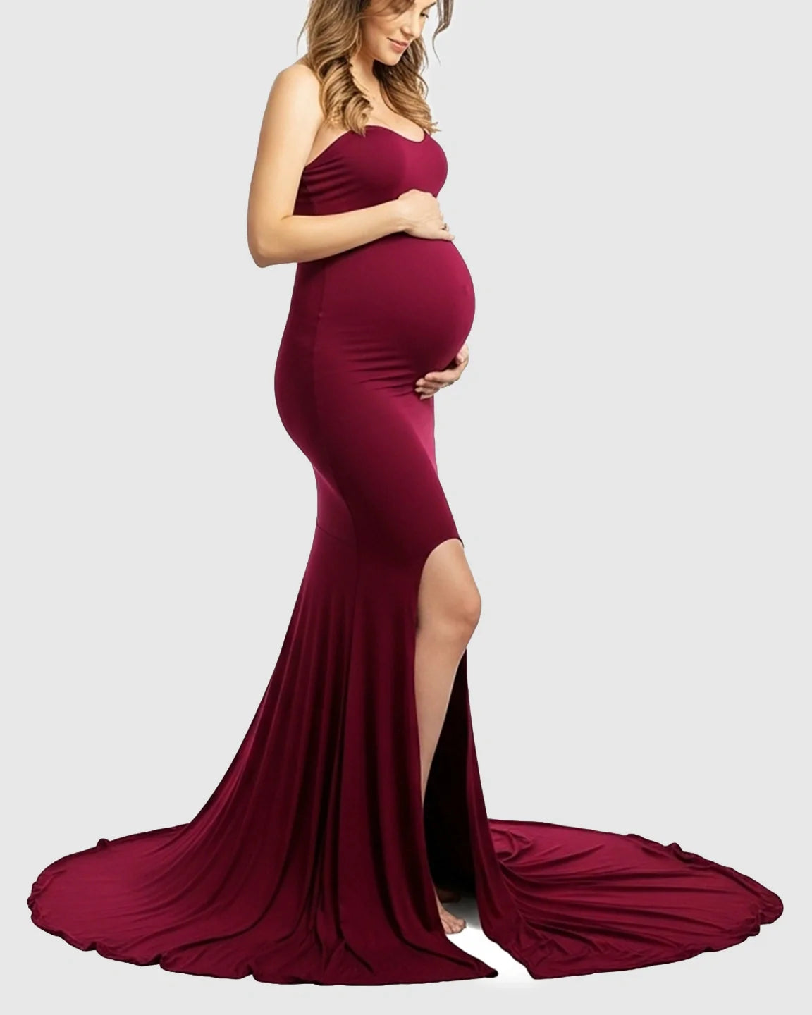 Bump Society – The Comfort Collection: Strapless Sweetheart Neckline Trumpet Silhouette Maternity Gown