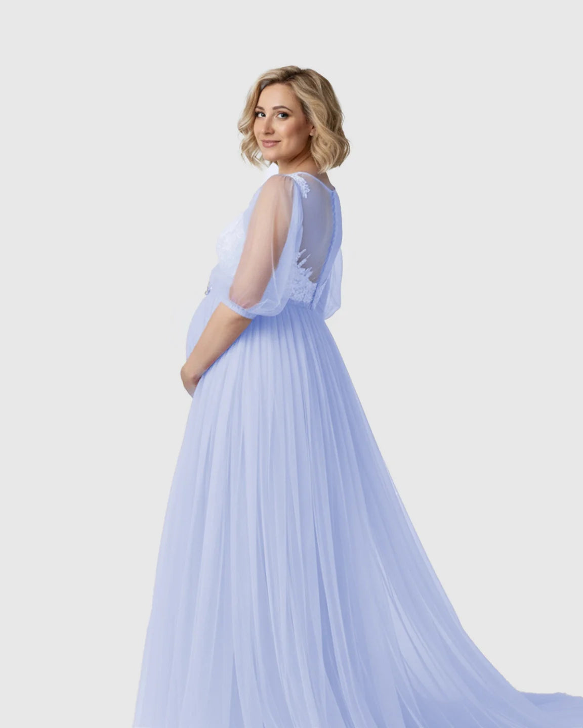 Bump Society – The Comfort Collection: Tulle Lace Swing Trail Maternity Photoshoot Dress