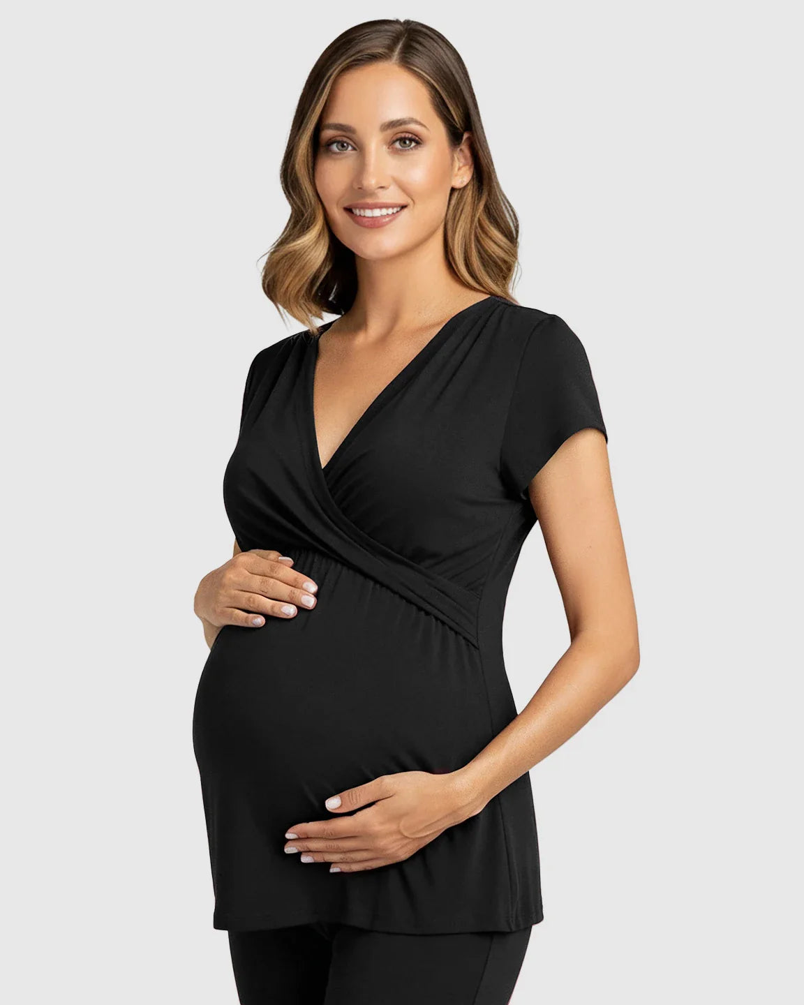 Bump Society – The Nursing Collection: Wrap V Neck Maternity Nursing Loungewear Set