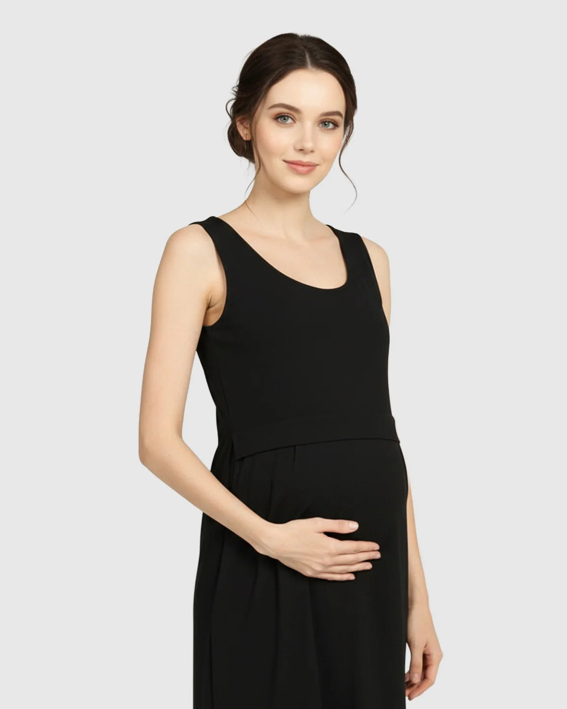 Bump Society – The Comfort Collection: Side-Slit Casual Maternity Maxi Dress