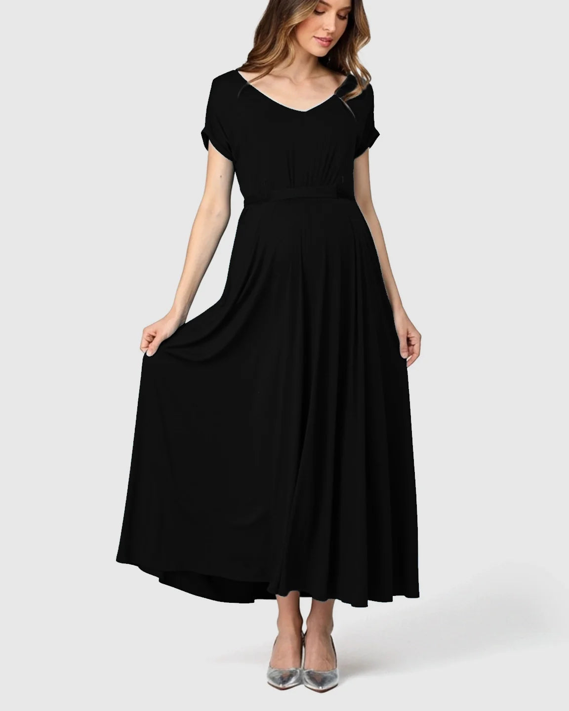 Bump Society – The Comfort Collection: Empire Waist Flowy Maternity Maxi Dress