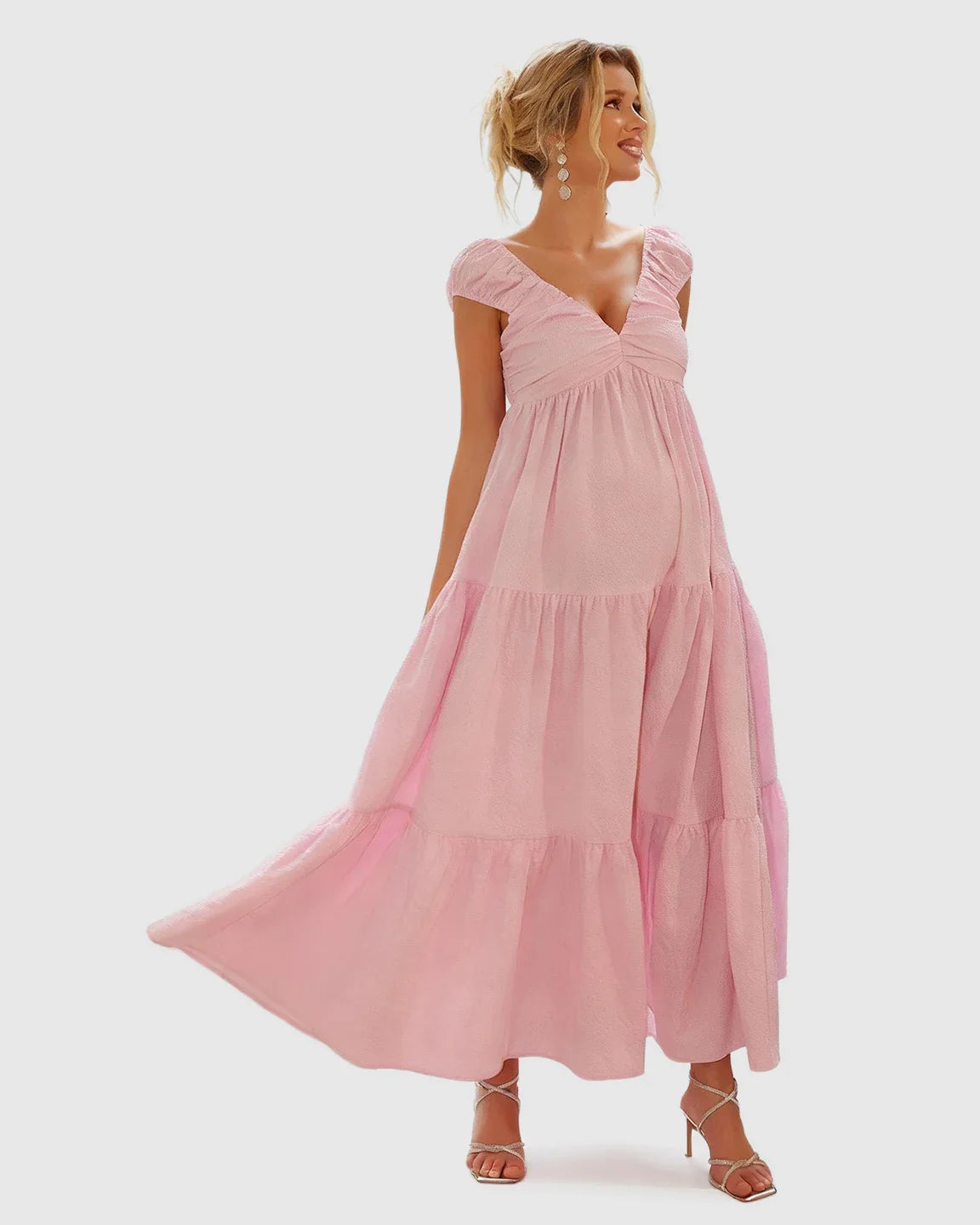 Bump Society – The Comfort Collection: Chiffon Tiered Maternity Maxi Dress