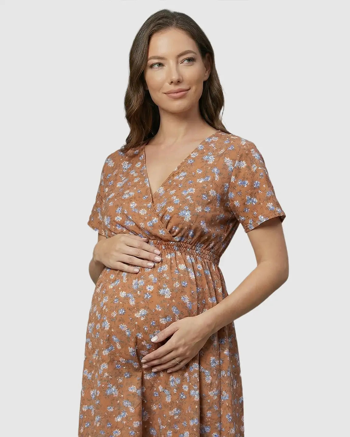 Bump Society – The Comfort Collection: Stretch-Waist A-Line Maternity Midi Dress
