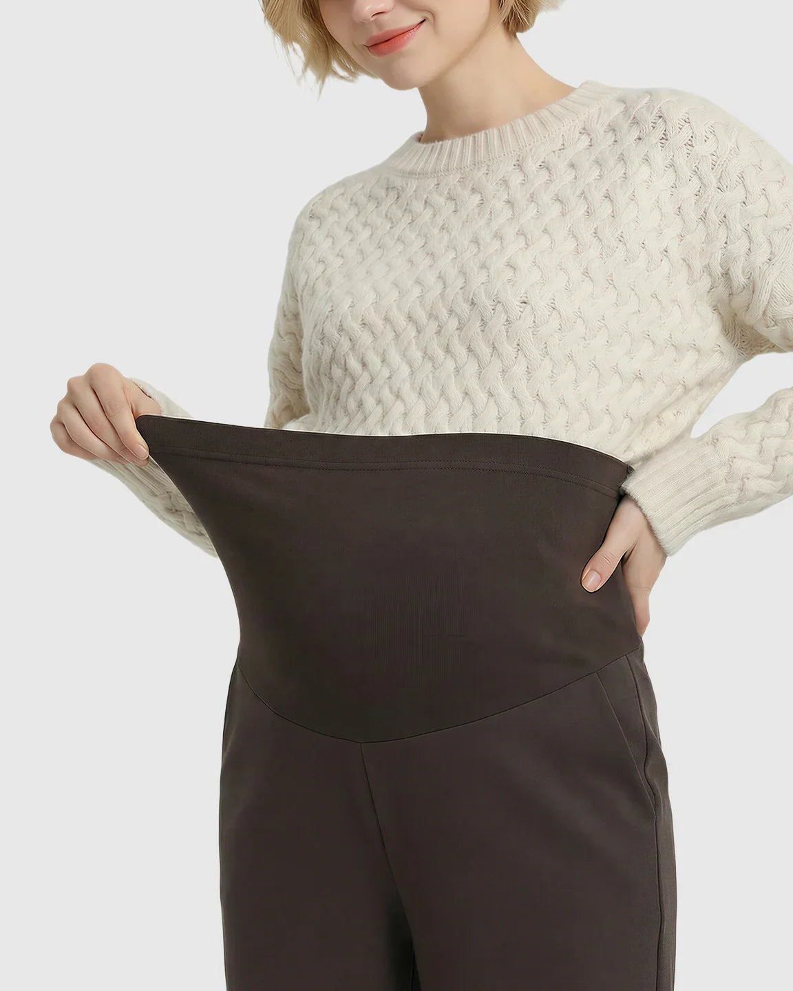 Bump Society – The Comfort Collection: Button Detail Cropped Maternity Trousers