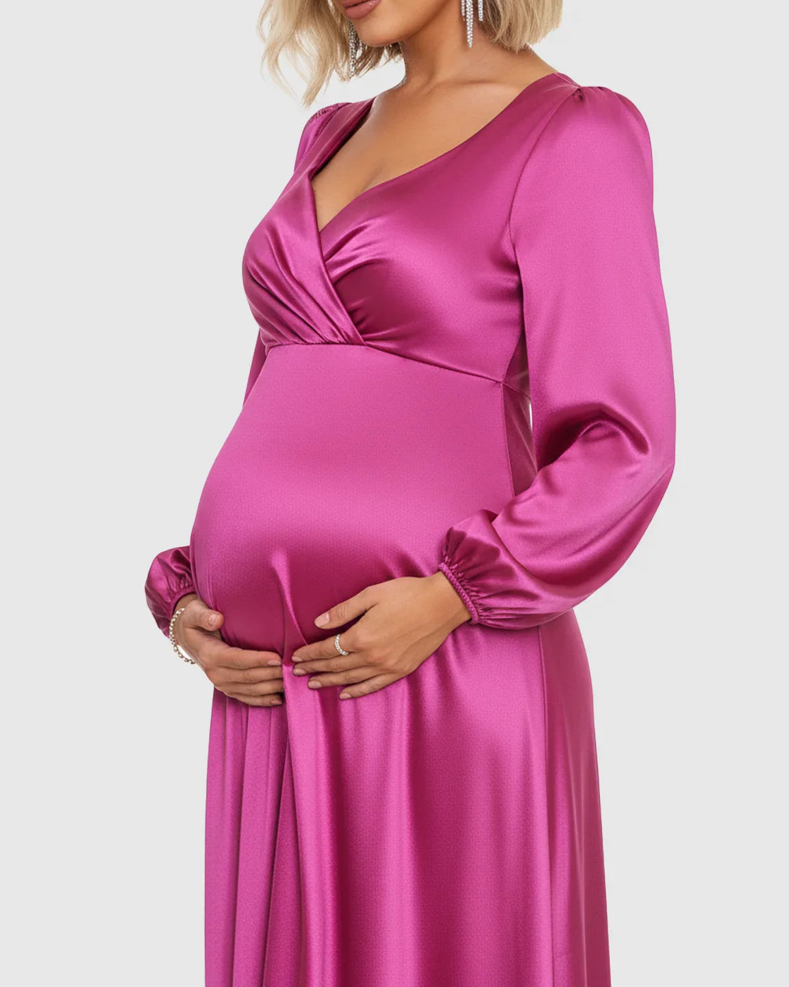 Bump Society – The Comfort Collection: Lantern Sleeves Flowy Maternity Maxi Dress