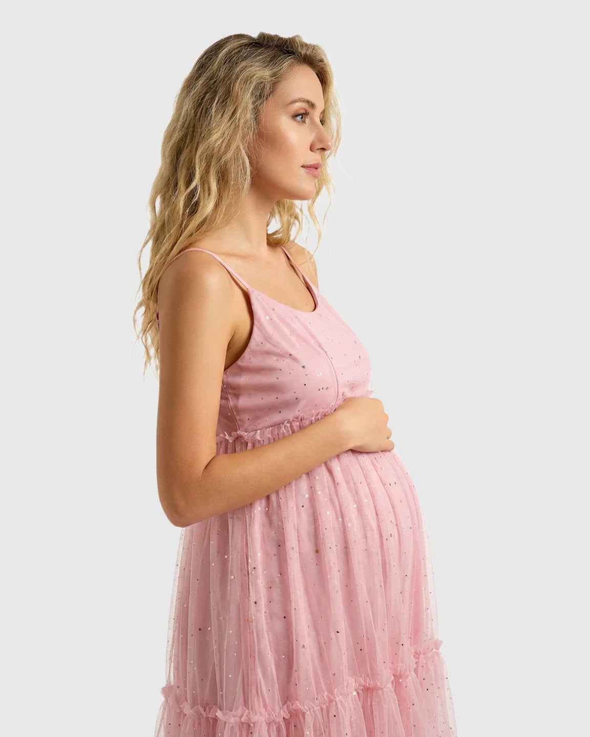 Bump Society – The Comfort Collection: Spaghetti Strap Tulle Cake Skirt Maternity Dress