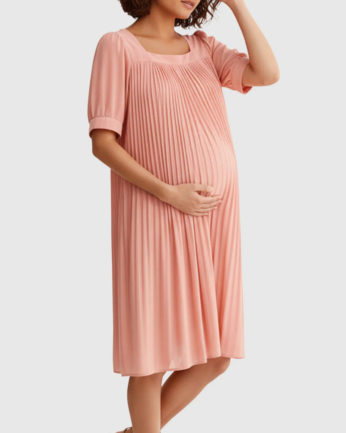 Bump Society – The Comfort Collection: Pleated Flowy Style Maternity Short Dress