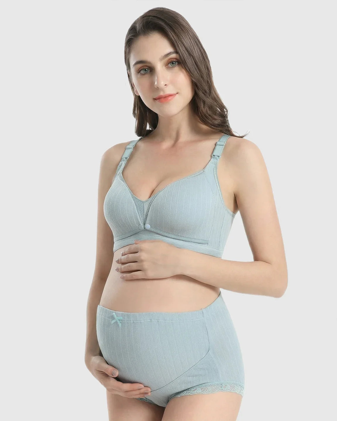 Bump Society – The Nursing Collection: Wire-Free Breathable High-Waist Maternity Nursing Bra & Panty Set