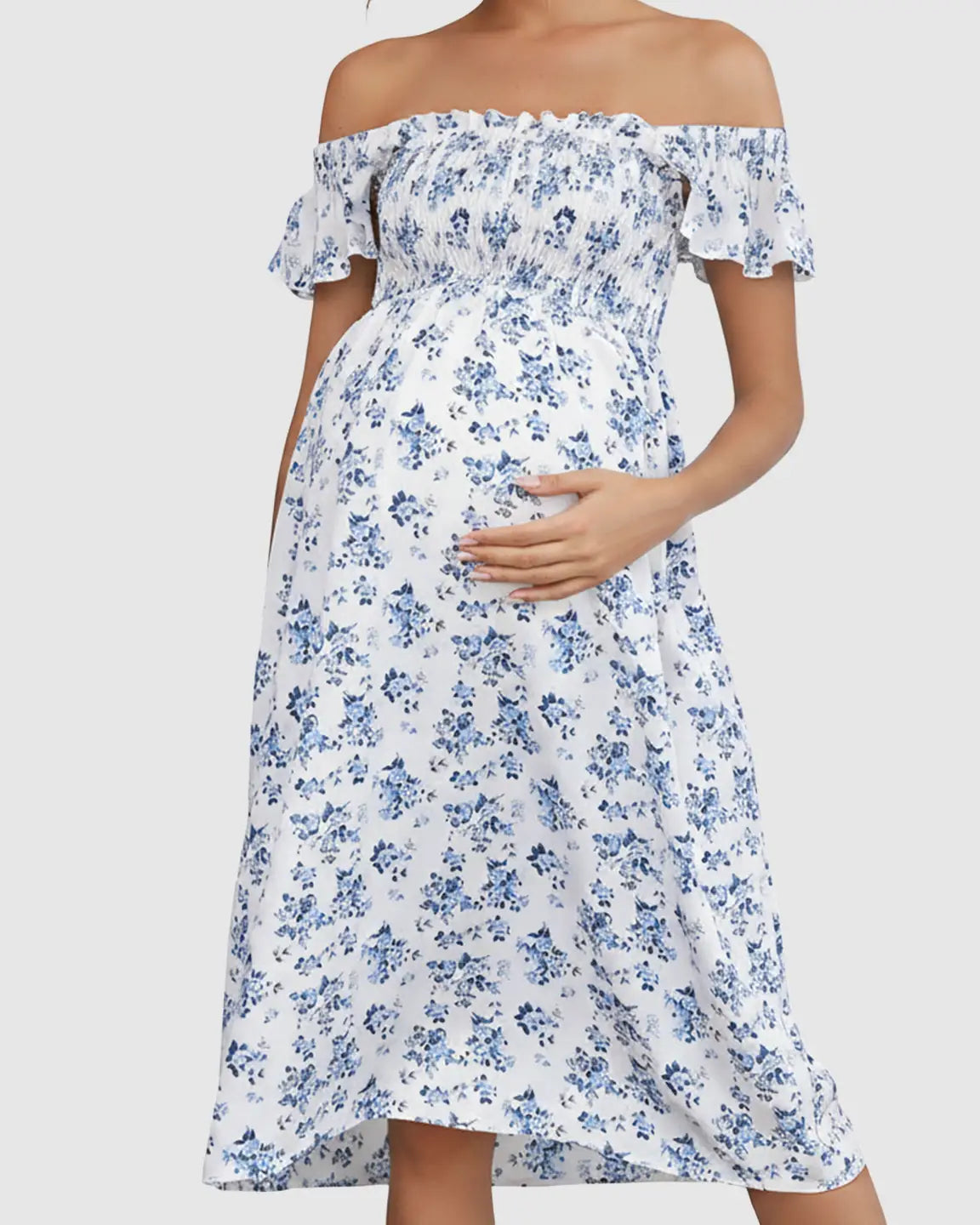 Bump Society – The Comfort Collection: Smocked Bodice Romantic Maternity Dress