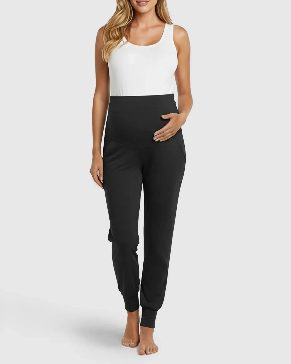 Bump Society – The Comfort Collection: Soft Cotton Over Belly Ribbed Cuff Maternity Pants