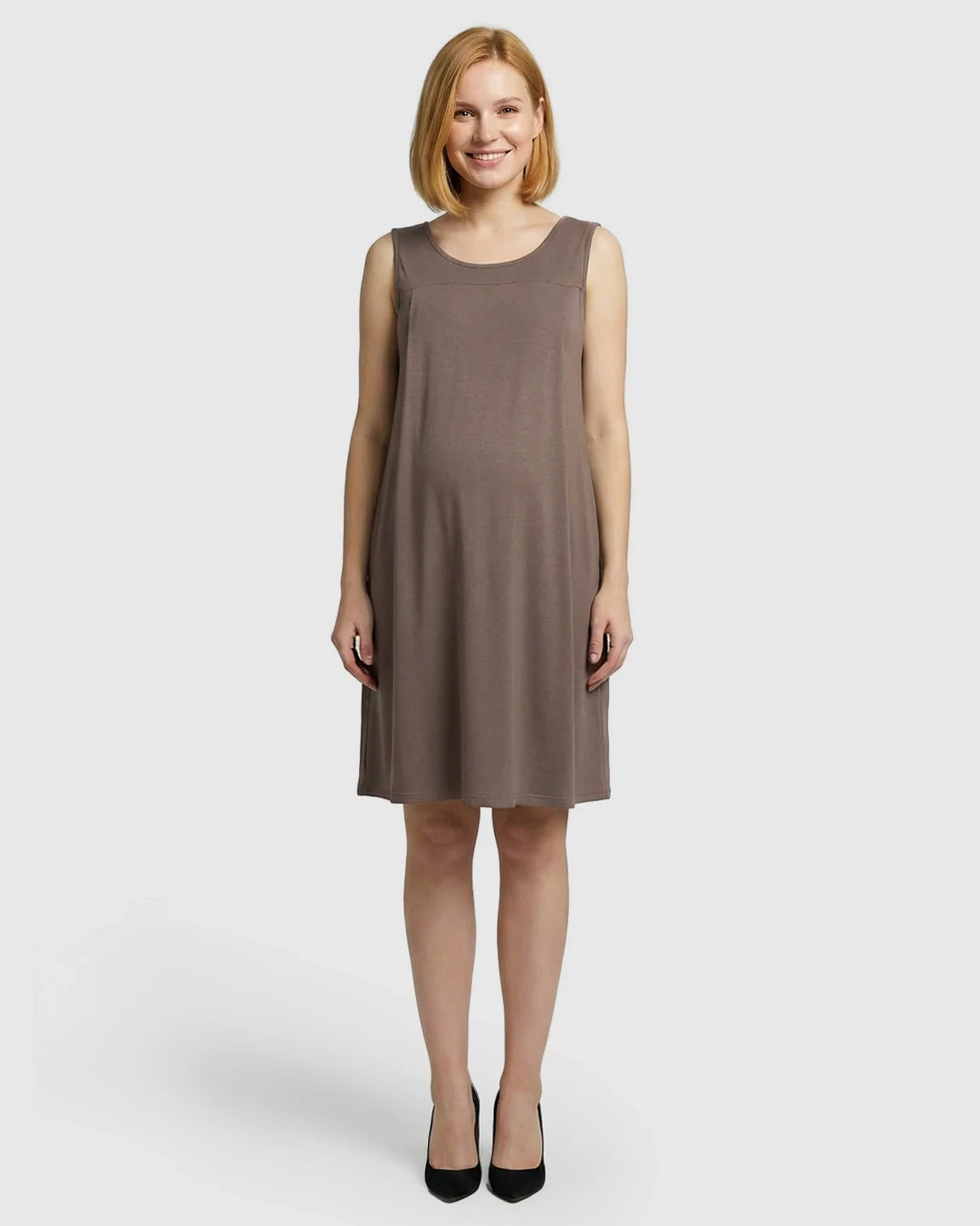 Bump Society – The Nursing Collection: Discreet Nursing Opening Casual Maternity Midi Dress