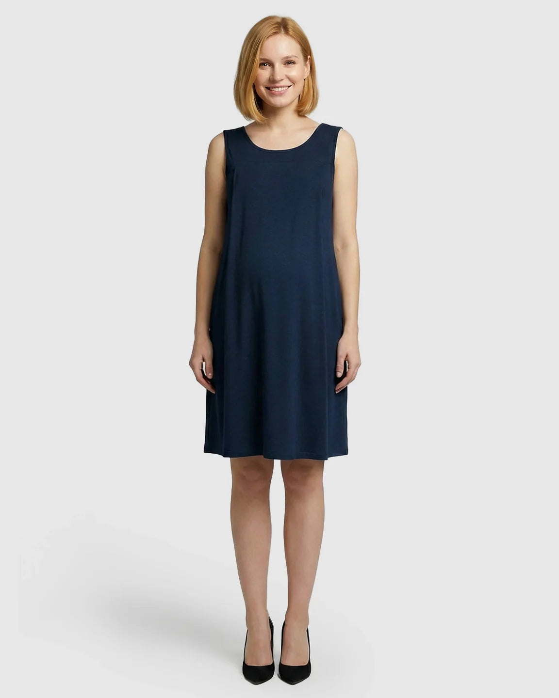 Bump Society – The Nursing Collection: Discreet Nursing Opening Casual Maternity Midi Dress