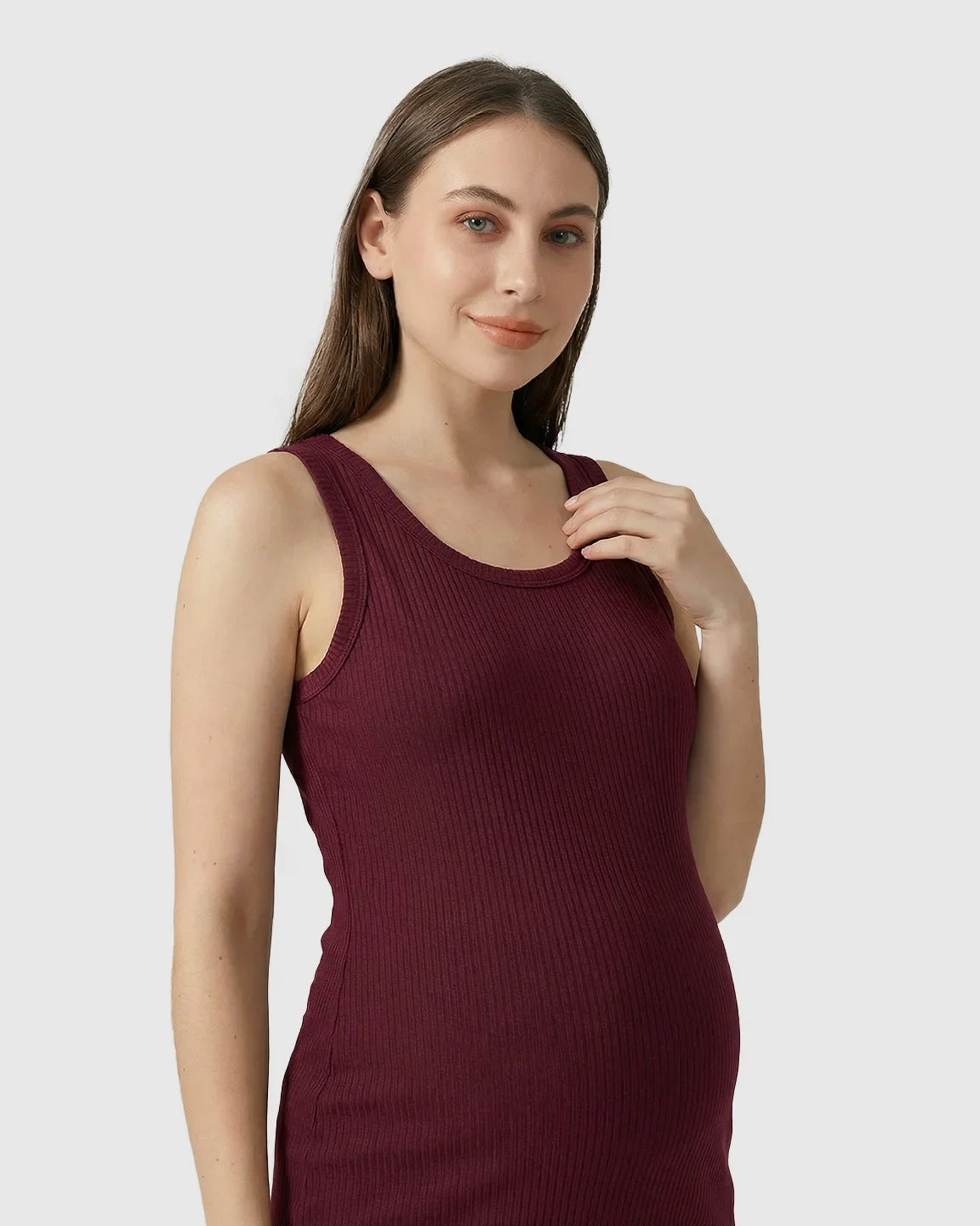 Bump Society – The Comfort Collection: Ribbed Knit Tank Style Maternity Midi Dress