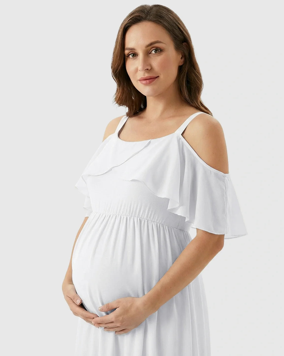 Bump Society – The Comfort Collection: Off-Shoulder Mermaid Trail Maternity Photoshoot Dress
