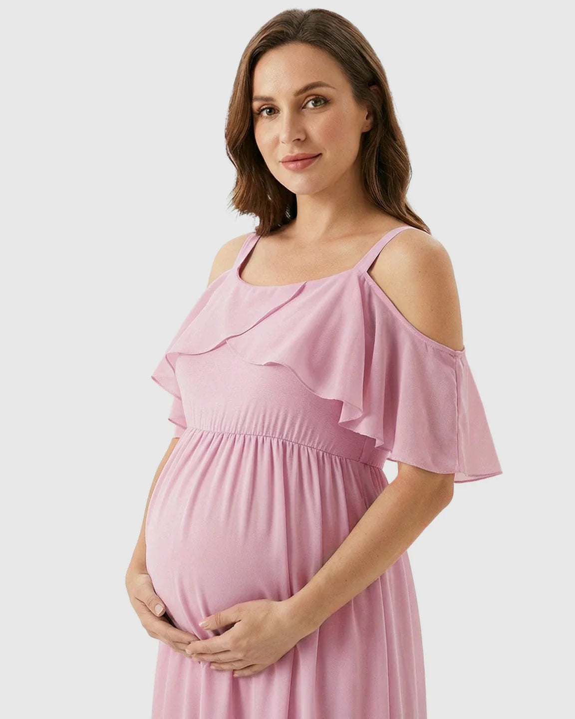 Bump Society – The Comfort Collection: Off-Shoulder Mermaid Trail Maternity Photoshoot Dress