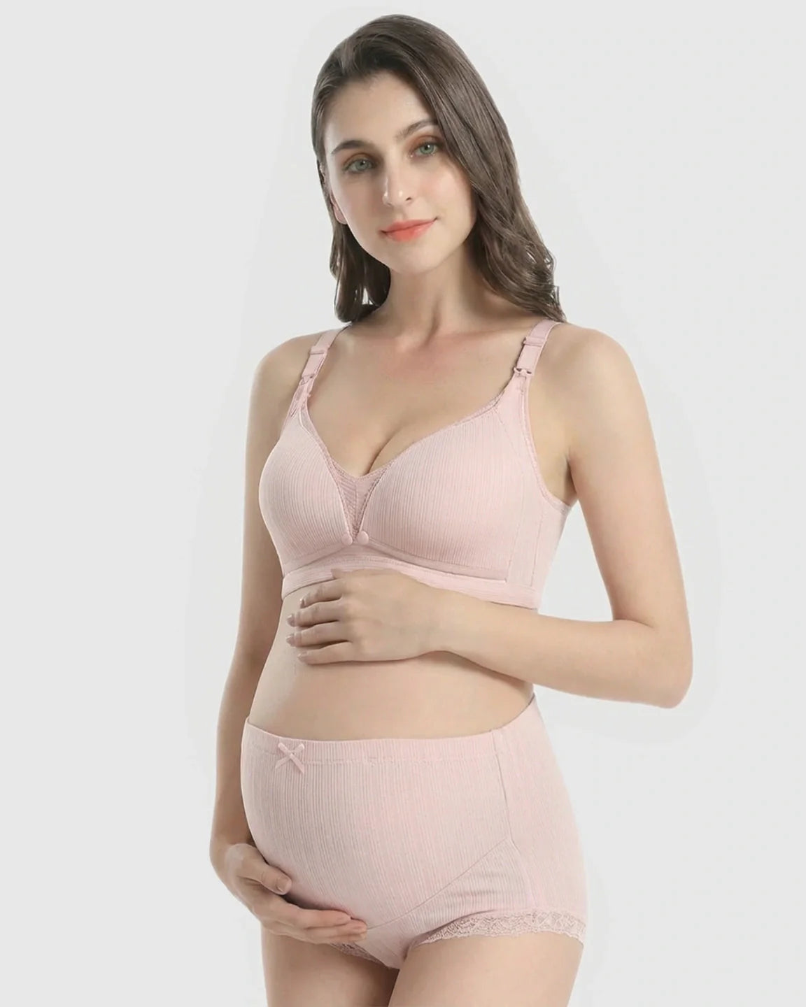 Bump Society – The Nursing Collection: Wire-Free Breathable High-Waist Maternity Nursing Bra & Panty Set