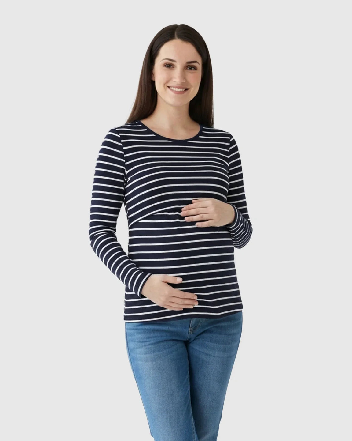 Bump Society – The Nursing Collection: Pull-Up Nursing Striped Maternity Top