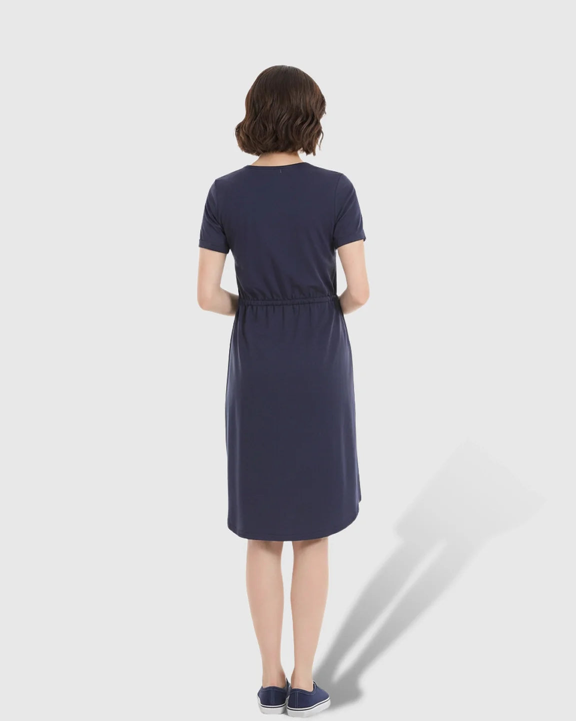 Bump Society – The Nursing Collection: Zip-Up Nursing Drawstring-Waist Maternity Mini Dress