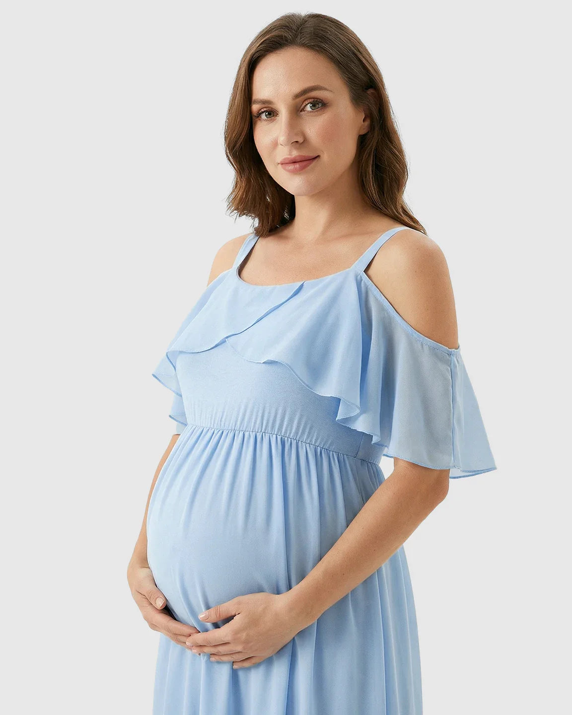 Bump Society – The Comfort Collection: Off-Shoulder Mermaid Trail Maternity Photoshoot Dress