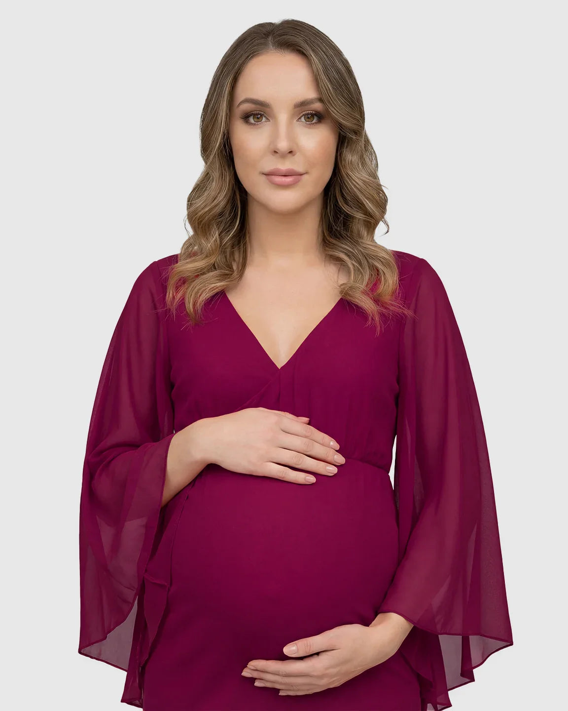 Bump Society – The Comfort Collection: Trailing Hem Elegant Maternity Photoshoot Gown