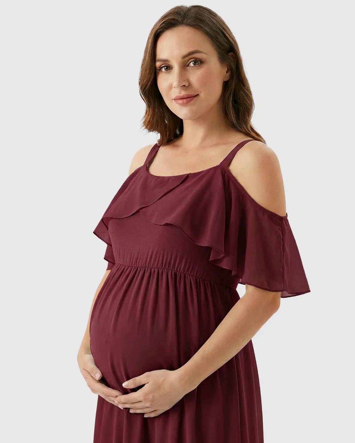 Bump Society – The Comfort Collection: Off-Shoulder Mermaid Trail Maternity Photoshoot Dress