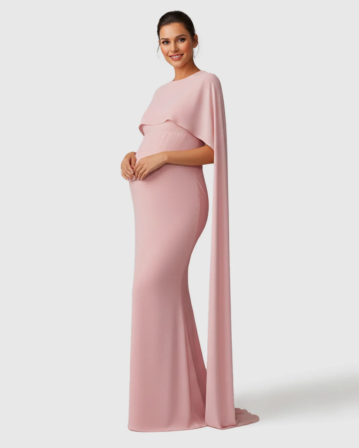 Bump Society – The Comfort Collection: Waterfall Sleeves Mermaid Fit Maternity Evening Gown