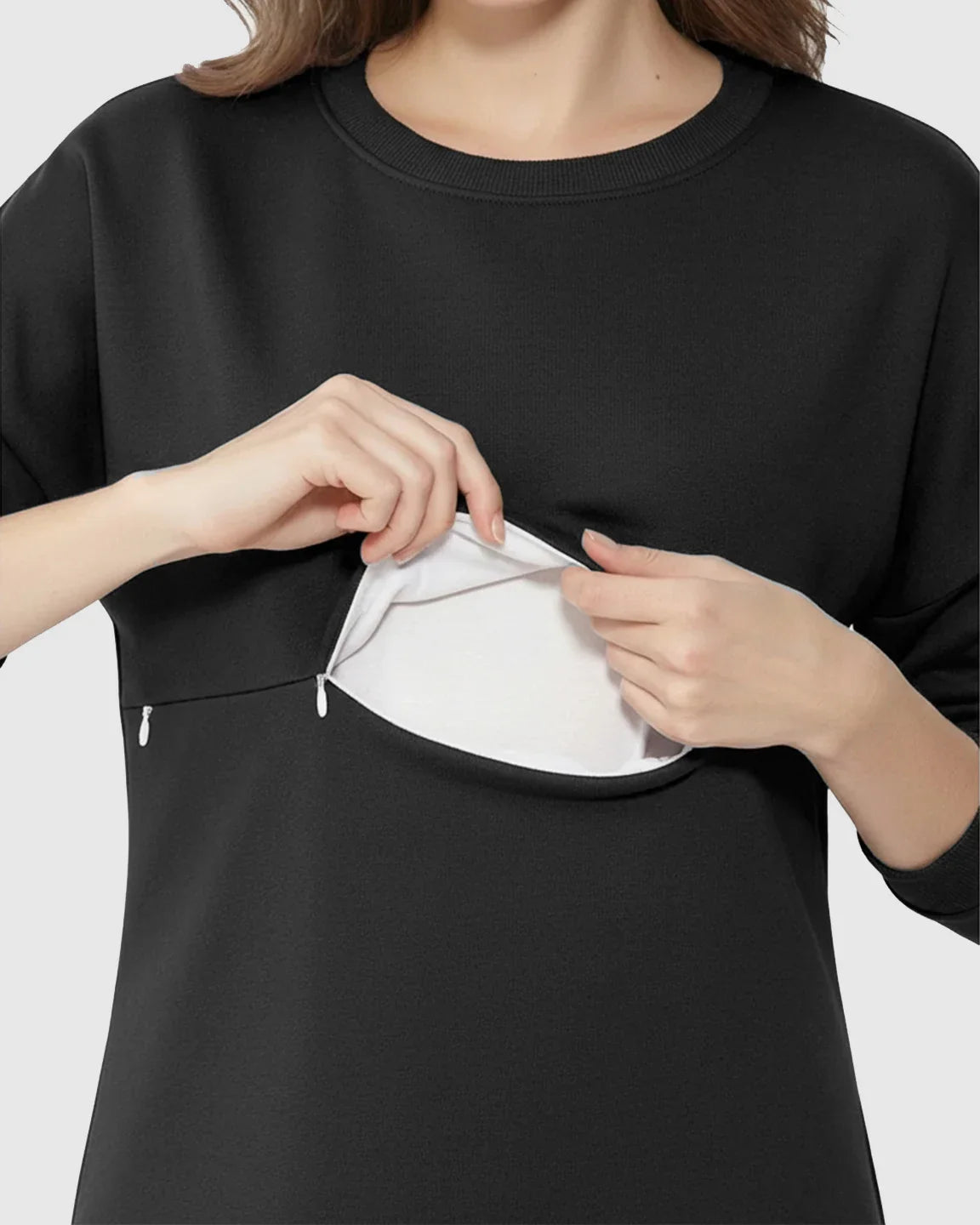 Bump Society – The Nursing Collection: Long-Sleeve Zipper Opening Maternity Nursing Top