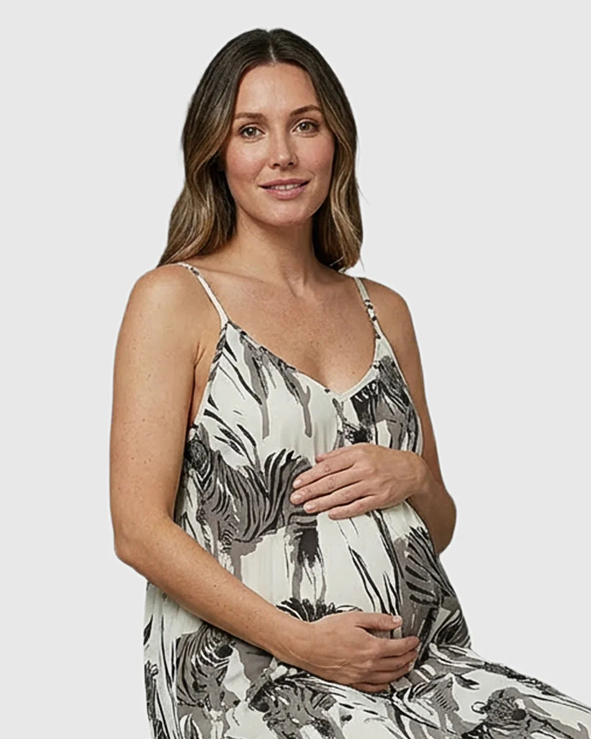 Bump Society – The Comfort Collection: Open-Back Pocketed Babydoll Maternity Maxi Dress
