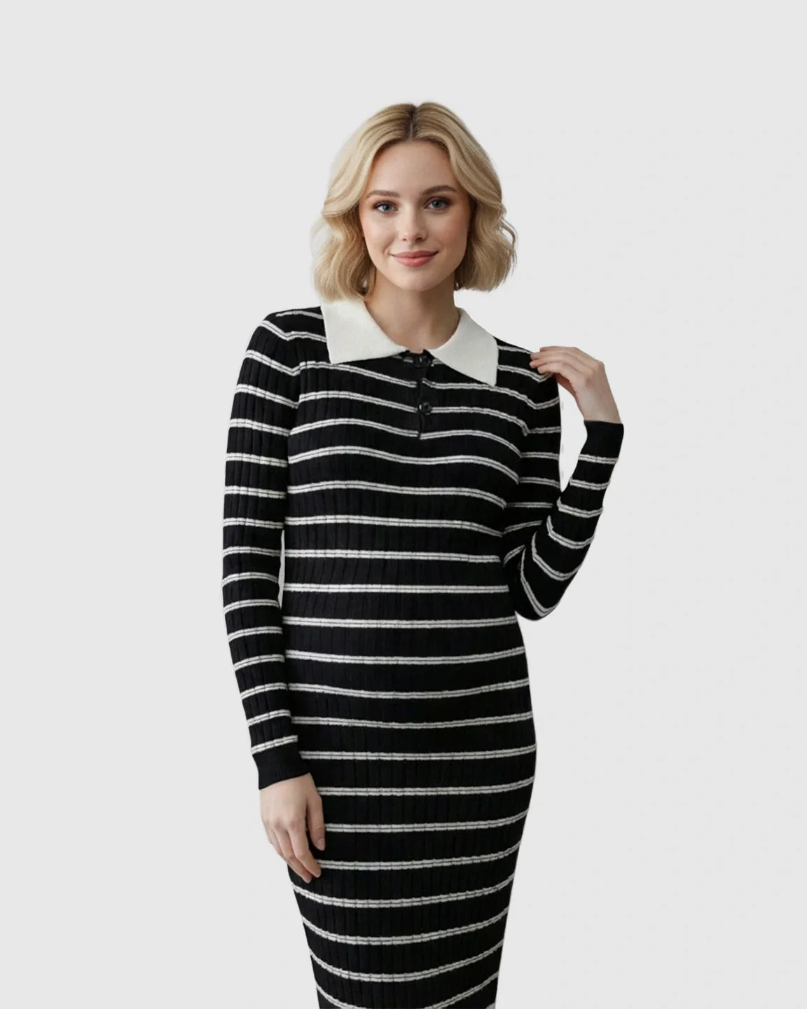 Bump Society – The Comfort Collection: Contrast Collared Casual Maternity Midi Dress