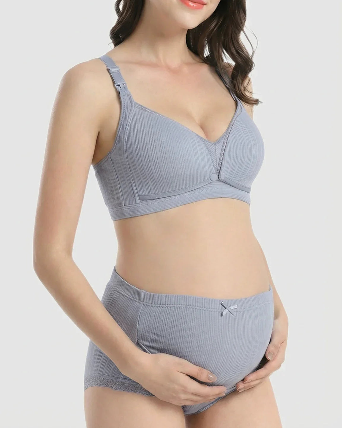 Bump Society – The Nursing Collection: Wire-Free Breathable High-Waist Maternity Nursing Bra & Panty Set