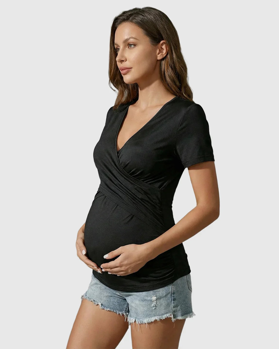 Bump Society – The Comfort Collection: Crossover Waist Bodycon Maternity Top