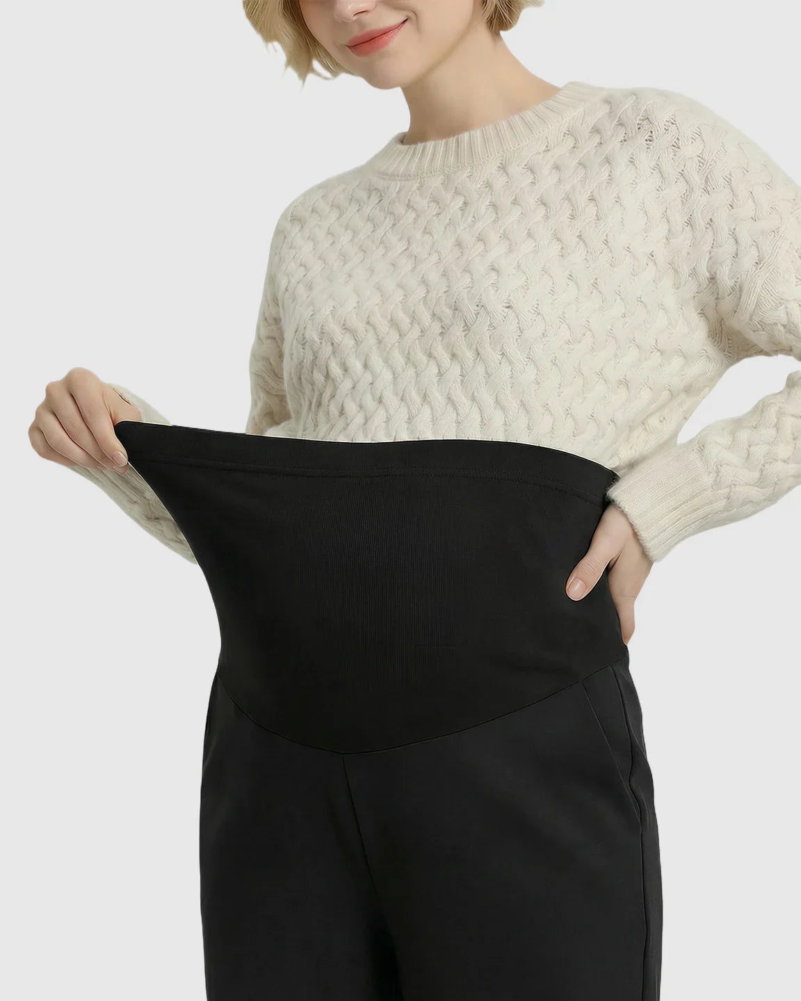 Bump Society – The Comfort Collection: Button Detail Cropped Maternity Trousers