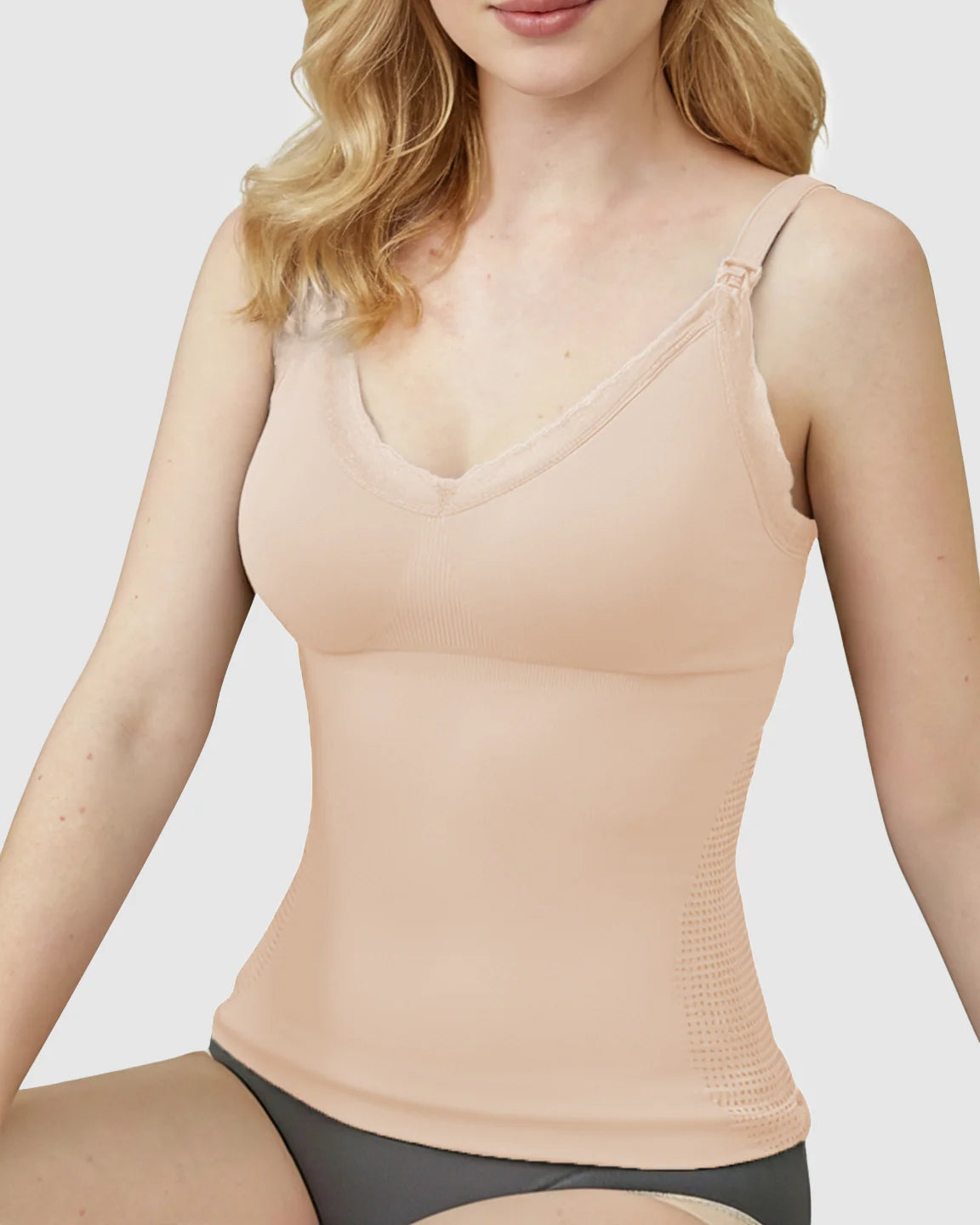 Bump Society – The Nursing Collection: Seamless Lace-Trim V-Neck Nursing Cami